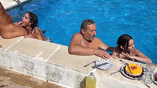 Hardcore threesome by the pool with Massy Sweet & Mavi Burbujita