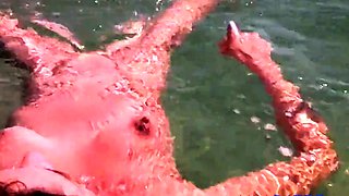 Naked Swimming MILF at the Beach