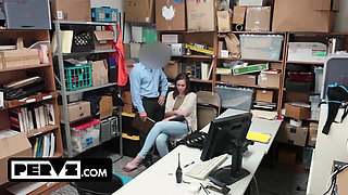 Inexperienced Teen and Hot Stepmom Punished for Shoplifting in the Backroom