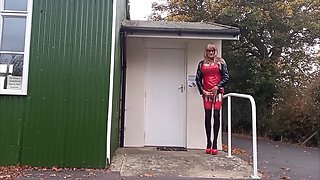 Crossdresser Gina Jerking And Cumming Outdoors