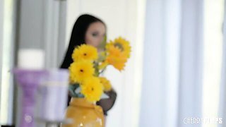 Gentle Angela's big natural tits action