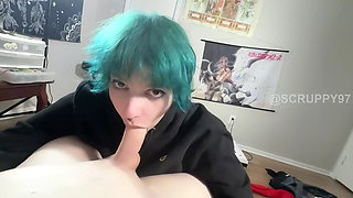 Emo Girl Uses Throat and Huge Tits to Milk Big Dick and gets Facial