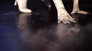 Two asian foot fetish school girl tease a cock