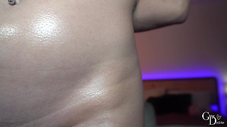 MILF Oils Pregnant Boobs, Belly & Ass - Grey Desire