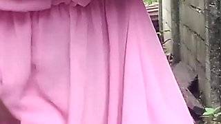 Teasing in a Pink Dress Squeezing My Boobs Fingering Rubbing My Wet Hairy Pussy