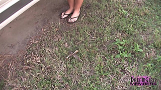 Gorgeous Babe Strips Buck Naked in a Public Park