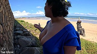 Thick Brazilian's Beach POV Ignites Brunette Oral Heat