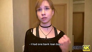 Debt4k. young debtor pays for debts using sensitive throat and cunt