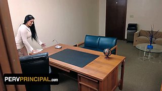 Corrupt vice principal gets caught embezzling school funds and now her butt and pussy are on the line
