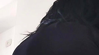 Hot BBW Stepmom, Solo Fans in Slow Motion, in the Kitchen with Dress