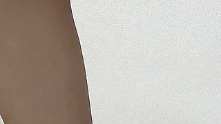 Girls Only Apartment in Japan, a Room Where Nice Body and Big Tits Girl Seduces While Do Fitness Training in Micro Thong Bikini