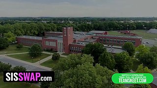 Professor locks and forgets four rebellious step siblings in a detention classroom - sisswap taboo group sex