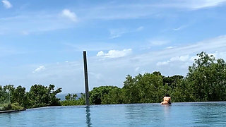 Teasing at the Pool in Micro Bikini, Swimming