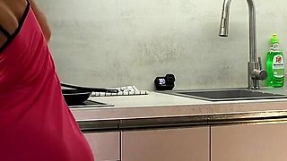 Hot Beautiful Cute and Horny French Blonde Flashes Her Tight Shaved Pussy and Naked Ass Under Her Satin Nightie