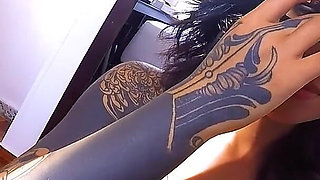 Hot Blowjob with Sexy Tattoed School Babe