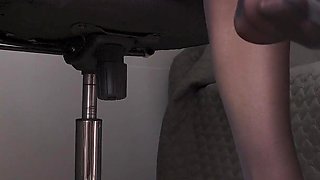 Hot Secretary Teases Boss with Sexy Legs and Feet in Stockings
