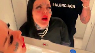 Almost caught fucking on a plane with massive creamy facial