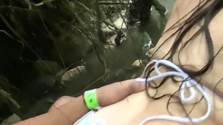 Cute Busty Brunette Latina PAWG Grants Her BF Hot Sex & Gets Creampied By the Watefalls