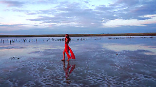 Walk on Red Sunset of Elton Salt Lake