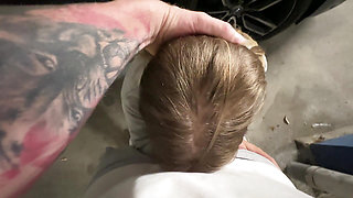 Fucked by stepbrother in the parking garage, until the creampie💦