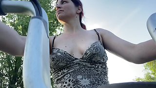 Bike Ride - Flashing, Riding with Dildo in Pussy and in Ass, Riding Along the Road with Dildo in Ass