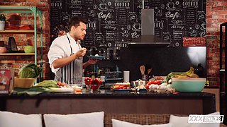 Sweet sloppy blowjob In The Kitchen