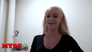 My girlfriend - Emma Hix tries a fresh porn machine, getting her Shaved Pussy ready for the real thing