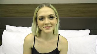 This innocent looking teenager has an amazing trimmed vagina