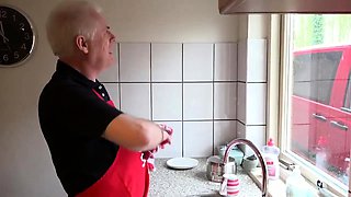 A young brunette gets an old dick in her