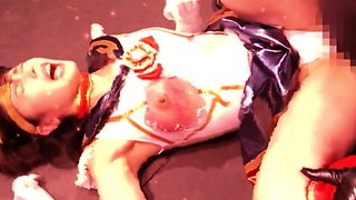 Japanese babe in schoolgirl uniform masturbates