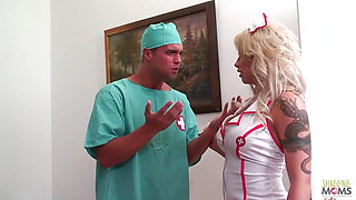 Big tits and big butt milf fucked with a doctor on the patient's bed