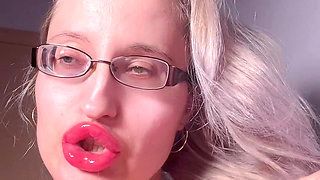 Your Wife Is Nothing Because You in Love with Findom Goaldigger. Edging Ritual in Big Thick Eyeglasses and Red Big Lips.