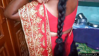 Desi Bhabi Changing Her Red Shari .
