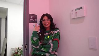 Office Christmas Party Fuck: Cami Strella Sucks Cock in High Heels