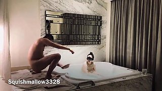 Fuck a yoga teacher in the hotel hot tub standing doggystyle