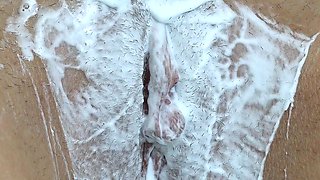 Shaving a Hairy 18 Year Old Pussy Close up!