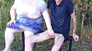 neighbor sucks my dick in the park on a bench until I cum