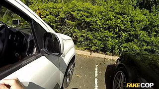 Policeman pounds a egghead and spunks over her glasses - faux cop