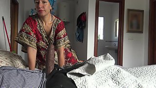 This Turkish Granny Is Shocked!!! I Take Out My Big Black Cock in Front of Her.