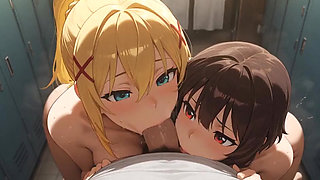 Kazuma Fucks Megumin and Darkness in Konosuba Ai