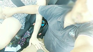 Public Masturbation Voyeur Couple Inside the Car with Semen