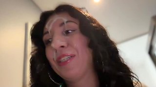 Hot girl i've met on streets agrees for a quick sex and a public walk with a cumshot on her face