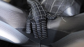 Spiderman cosplay in bottle plug into pussy