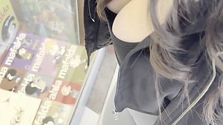 Blowjob in the bathroom of the mall   on his face