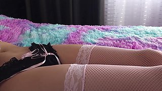 Pink Haired Skinny Teen Alt Girl Gets Vibed & Creamed in Missionary