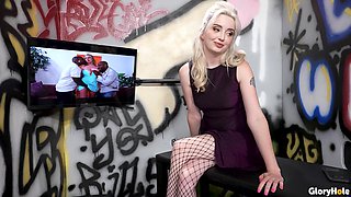 Strong glory hole BBC makes blonde slut wanna fuck like crazy