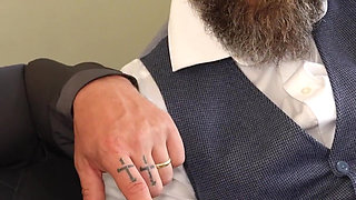 Hot Secretary Helps with a Business Deal and Has Dirty Threesome Sex with Her Boss and His Client in Front of the Bodyguard!