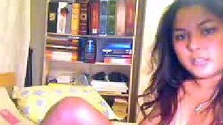 Cute curly brunette solo webcam masturbation