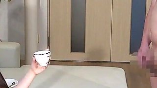 Mistress Watches Slave Jerk off While Drinking Coffee and Makes Him Cum on His Face.