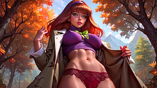 Daphne Blake From Scooby-Doo Teasing With Sexy Puffy Nipples Big Boobs. Cosplay AI JOI